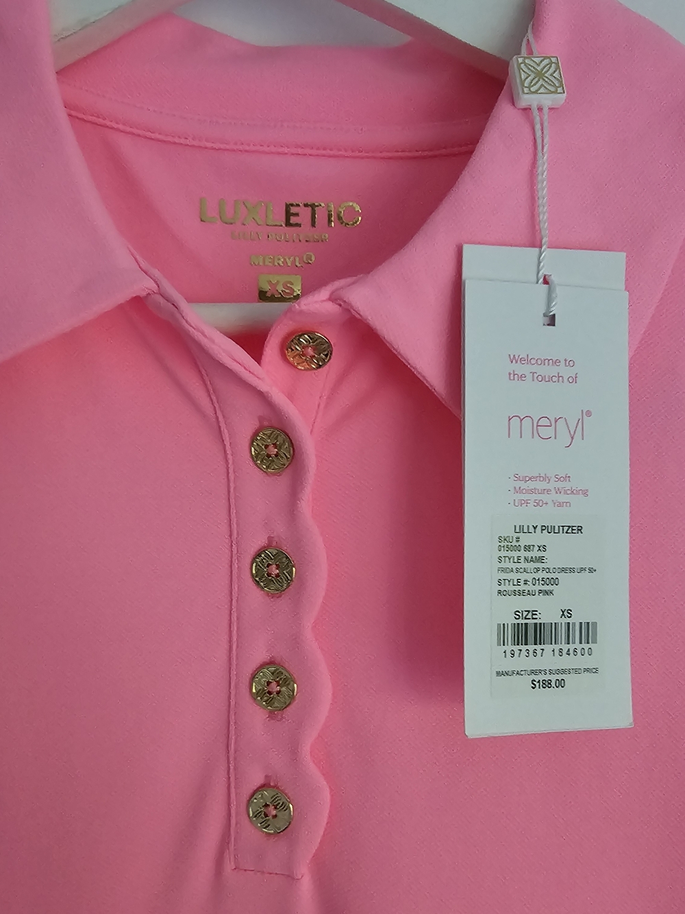 Lilly Pulitzer Frida Scallop Polo Dress Rousseau Pink Polo Dress + Shorts $188 - Picture 3 of 11